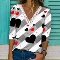 thumbnail image 2 of USSUMA Womens T-Shirts Floral Print Western Shirts for Women Long Sleeves V-Neck Plus Size Womens Lace Tops, 2 of 5