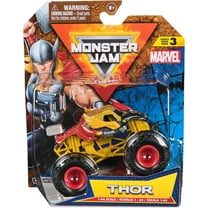Monster Jam, Marvel Official Thor Monster Truck, Die-Cast Vehicle, 1:64 Scale, Super Hero Kids Toys for Ages 3 and up