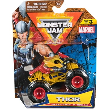 Monster Jam, Marvel Official Thor Monster Truck, Die-Cast Vehicle, 1:64 Scale, Super Hero Kids Toys for Ages 3 and up