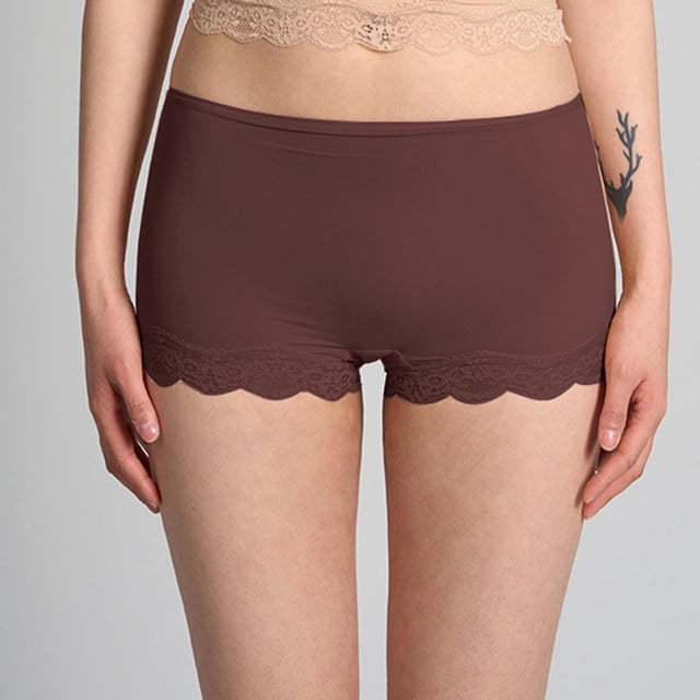 String pour Femmes Culottes Shorty pour Femmes Culottes en Dentelle Extensible Shorts Respirants sous Robe Shorts Café TG