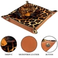 thumbnail image 3 of Women Girls Leather Square Dish Trinket Plate Jewelry Tray, Wild Animal Leopard Pattern Mothers Day Birthday Gift, 3 of 6