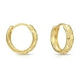 thumbnail image 4 of Tilo Jewelry 14K Yellow Gold Round Huggie Hoop Earrings with Diamond-Cut Engraving | 12mm Small | Dainty Everyday Earrings for Women & Unisex, 4 of 9