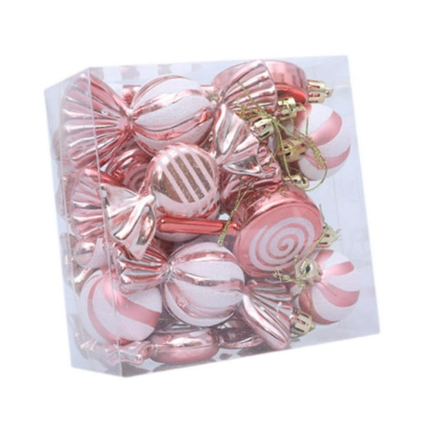 18 piezas de adornos de bolas de Navidad, adornos colgantes para árbol de Navidad con colgantes Oro rosa