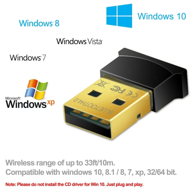 Bluetooth 4.0 USB Adapter Gold Plated Micro Dongle Compatible with Windows 10,8.1/8,7,Vista, XP, 32/64 Bit for Desktop , Laptop, computers (3 Pack) - Walmart.com