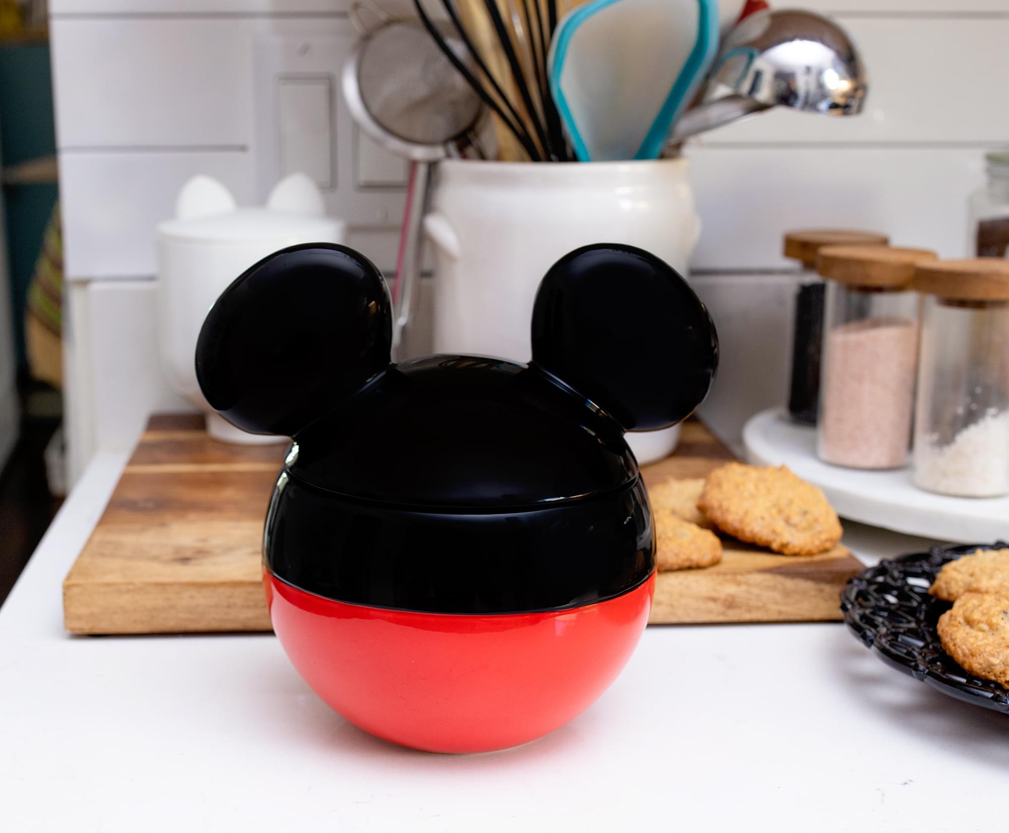 Walt Disney World Mickey Mouse Lidded Glass Candy Jar With Lid & Glass Mug