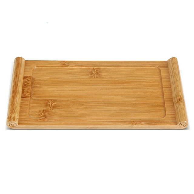 TKSE Bamboo Tea Serving Tray, Decorative Multi Use Bathroom Counter Tray, Serving Trays, Tasteful Small Bamboo Gongfu Tea Table,Appetizers, Snacks, Charcuterie Tray