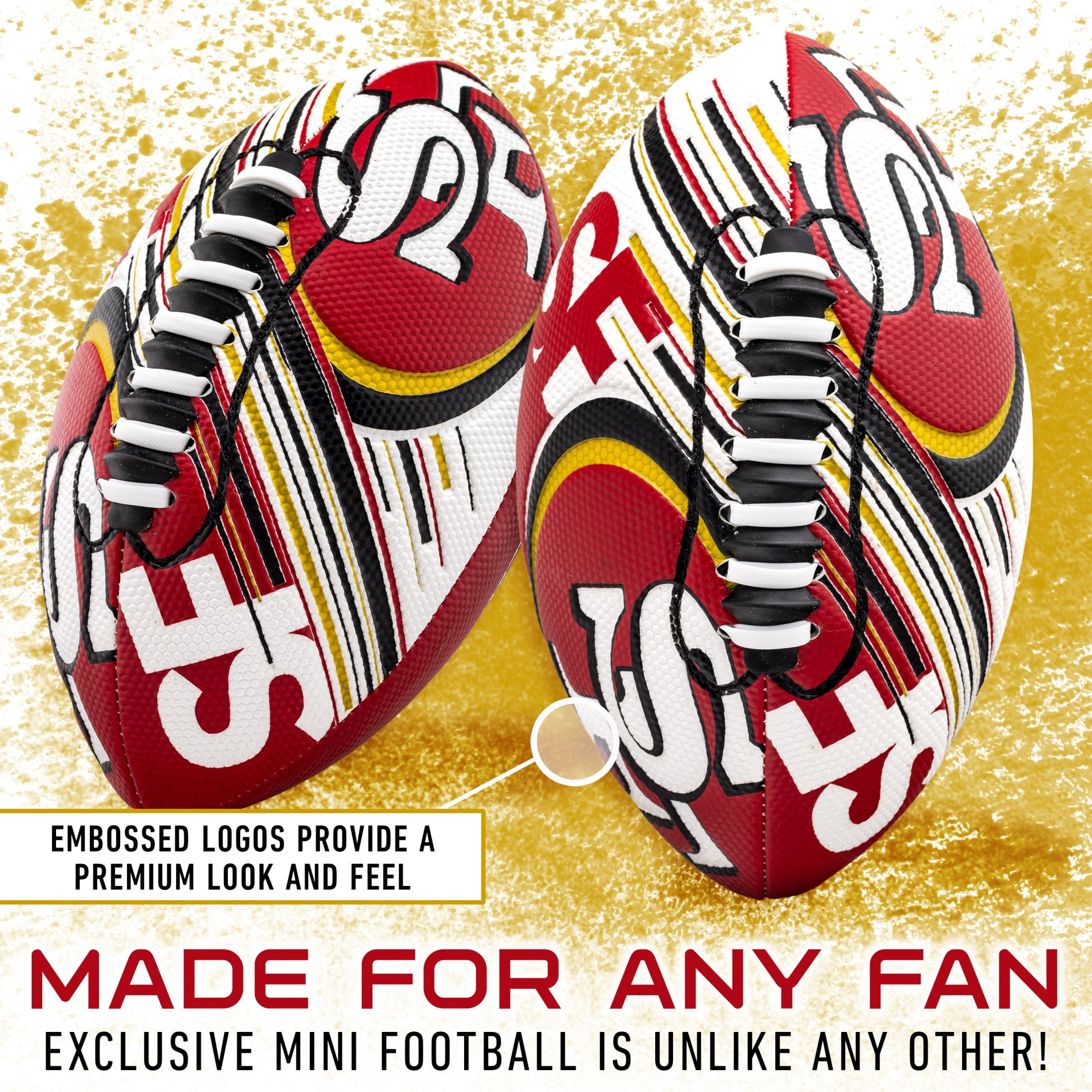 NFL San Francisco 49ers Football - Youth Mini Football - 8.5" Football- SPACELACE Easy Grip Texture- Perfect for Kids !