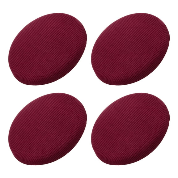 Uxcell 4Pcs Round Bar Stool Covers, Round Chair Covers Dia.11"-16", Round Chair Seat Cushions Wine Red