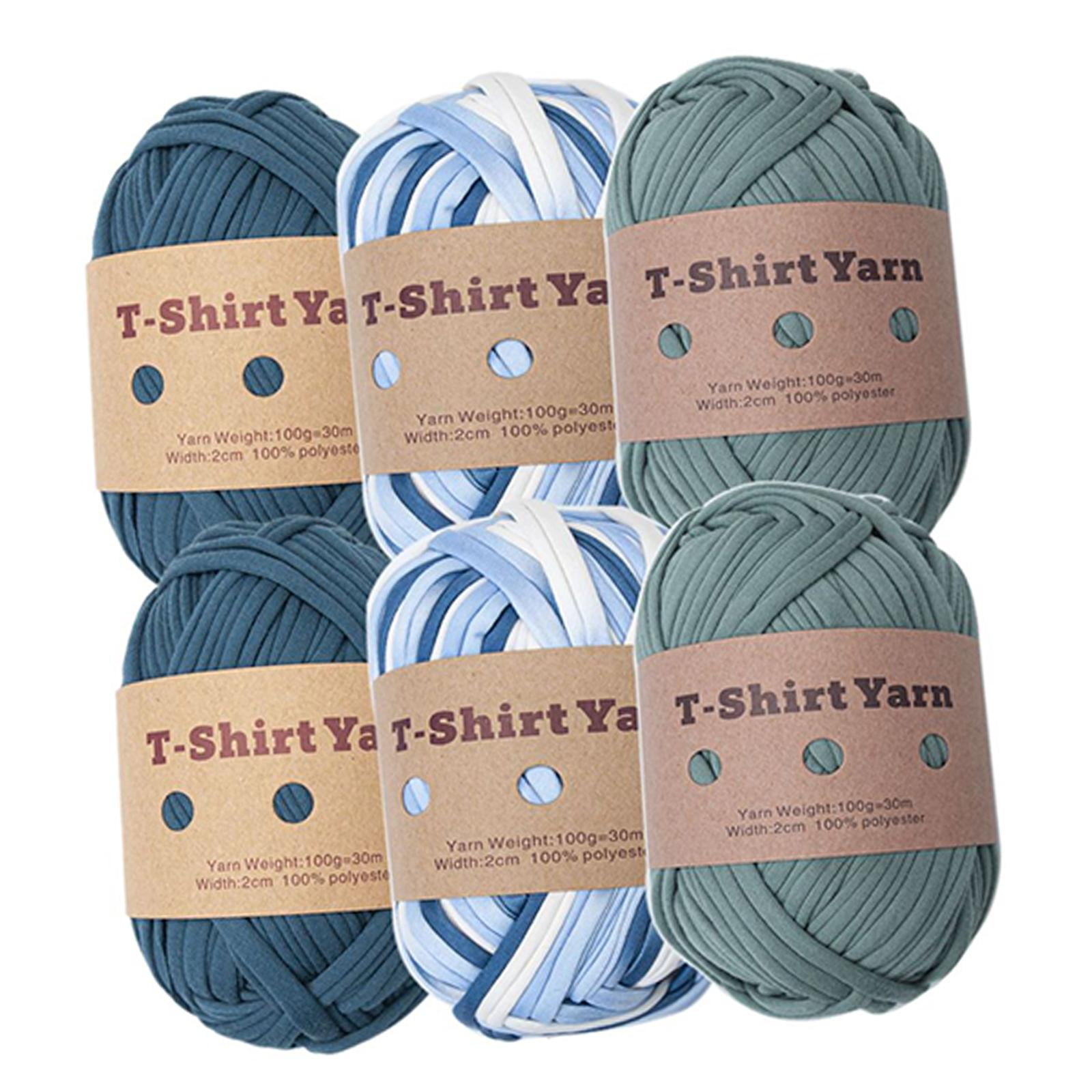 6x T Shirt Yarn Bag Making Supplies Easy to Wash Hand Knitting Knitting Yarn Weaving Thread Yarn for Baskets Pillow Rug Making Hats Sweaters Style A