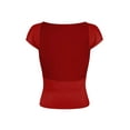 thumbnail image 4 of PULLIMORE Women Sexy Backless Short Sleeve Top Slim Fit Crewneck T-Shirt Summer Casual Crop Tee (Red,S), 4 of 7