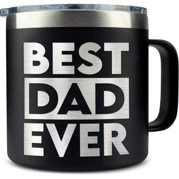 Best Dad Ever Coffee Black Mug/Tumbler 14oz Gift For Dad, Gifts For Dad From Daughter, Son, Kids - Fathers Day - Birthday Gift Ideas For Daddy - Christmas Gifts For Father, Men