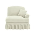 thumbnail image 3 of Newest 2-in-1 Style Chenille Sofa, Beige White Single Seater,Removable Ruffle Skirt, Includes 1 Movable Pillow, 38.2" Compact Design, 3 of 8