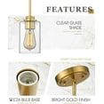 thumbnail image 6 of Brass Pendant Lights Kitchen Island 2 Pack, Farmhouse Gold Pendant Lighting with Clear Glass Shade, Mini Hanging Light Fixture for Kitchen Sink Dining, AD-22281-1P2-GD-C, 6 of 14