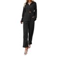 thumbnail image 3 of FIOPHY Womens Casual 2 Piece Outfits Pleated Wide Leg Pants and Long Sleeve Button Down Shirt Sets Lounge Streetwear Set, 3 of 8
