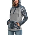 thumbnail image 4 of Sudadera con capucha de manga larga con estampado de leopardo, diseño de costuras, sudadera con capucha para mujer con bolsillo para el hogar, viajes, oficina, gris claro M, 4 of 6