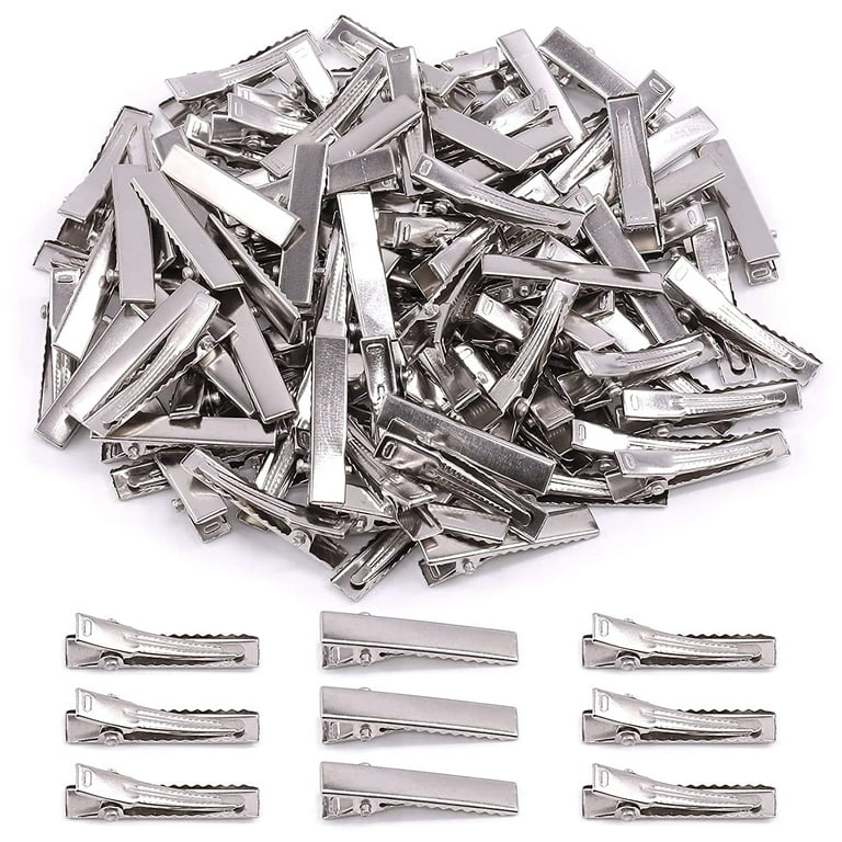 Keadic 200 Pcs 3.2 cm Silver Alligator Hair Clip, Metal Hair Bow, Flat Top  Single Prong Hairpins, Professional Sectioning Clips Hair pins for Styling