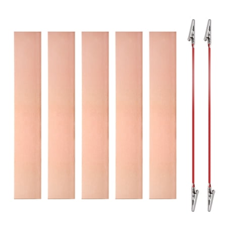 Uxcell 30x180mm Copper Anode Sheet, 5 Pack Pure Copper Strip (99.995% Pure) 1mm Thick Plate Electrode Set with Alligator Clips Cables for Electroplating Plating Experiment