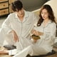thumbnail image 2 of Pijamas de seda de hielo para mujer, conjunto de dos piezas de manga larga, ropa de casa de talla grande para parejas, Año Nuevo, adolescentes, primavera y otoño, 2 of 4