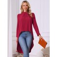 thumbnail image 5 of DARING DIVA Women's High Low Long Sleeve Asymmetrical Hem Casual Blouse XL Wine Red, 5 of 7
