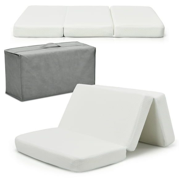 Costway Tri-Fold Pack and Play Mattress Pad Foldable Crib Mattress Soft Memory Foam