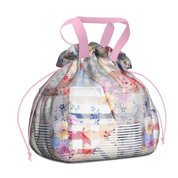 Pioneer Flower Floral Print Pattern Drawstring Lunch Bag Women - Drawstring Lunch Bag Insulated for Work Office - Stain-Resistant Large Lunchbags for Women with Multi-Pockets