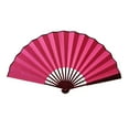 thumbnail image 2 of 8 Inch Red Plain Silk Folding Hand Fan - Compact Vintage Wedding Dance Party Decorative Accessory Gift, 2 of 6