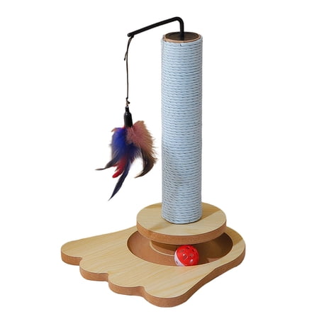 Cat Toy with Ball Sisal Scratch Column Grind Claw Feather Furniture Protector Cat Accessories Pet Supplies Single Feather Tease