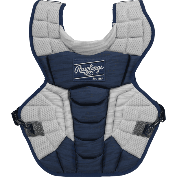 Rawlings VELO 2.0 Adult NOCSAE Baseball Catcher's Chest Protector, Navy and White Rawlings VELO 2.0 Adult NOCSAE Baseball Catcher's Chest Protector, Navy and White