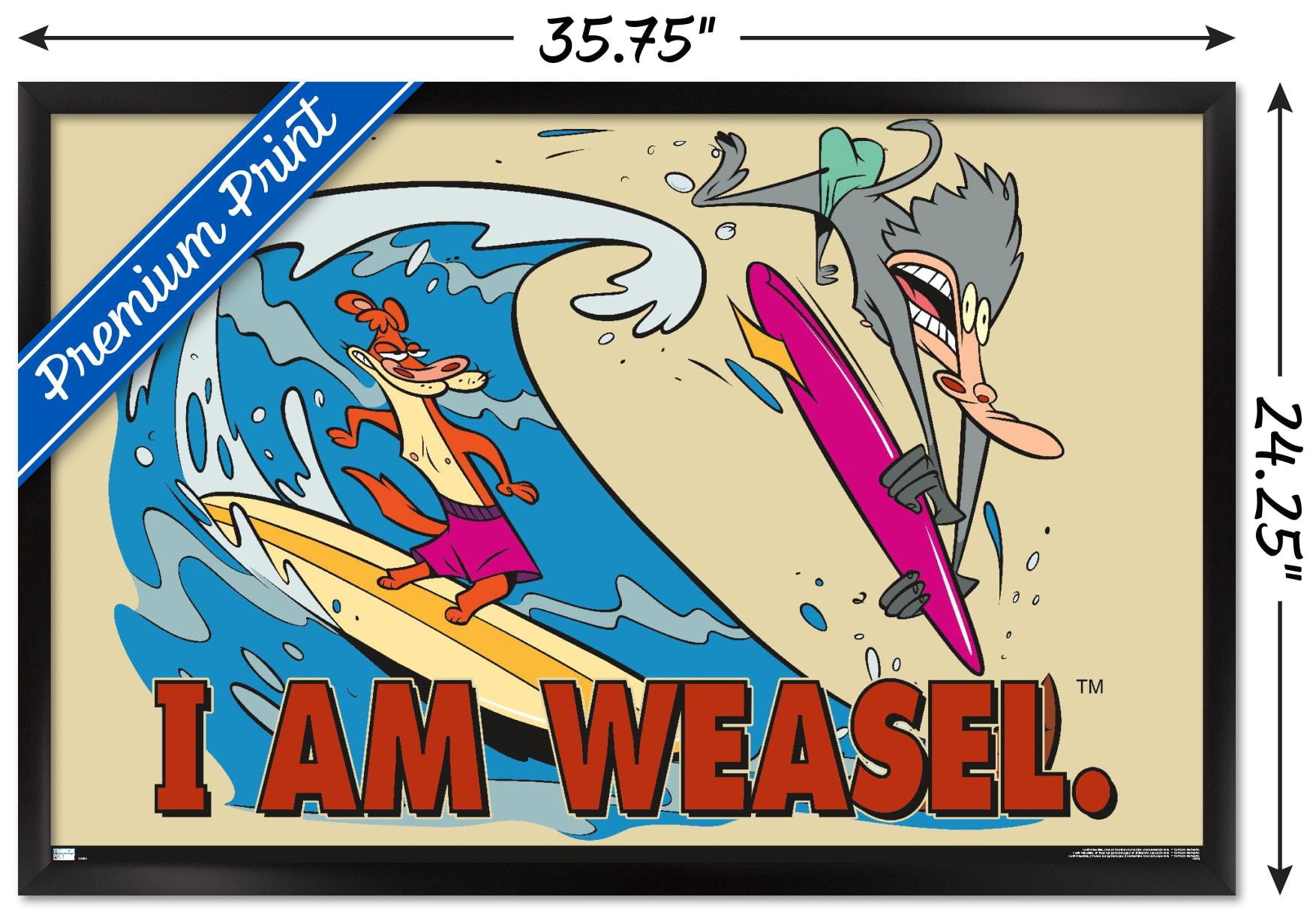 I Am Weasel - Surf Wall Poster, 22.375" x 34", Framed