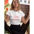 thumbnail image 2 of Hello Friday With Yellow Stars T-Shirt Women -Image by Shutterstock, Female Large, 2 of 4