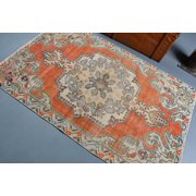 Turkish Rug, Area Rug, Vintage Rug, Oushak Rug, 49x78 inches Red Rug, Handwoven Floor Rugs, Turkey Bedroom Rugs, 10954