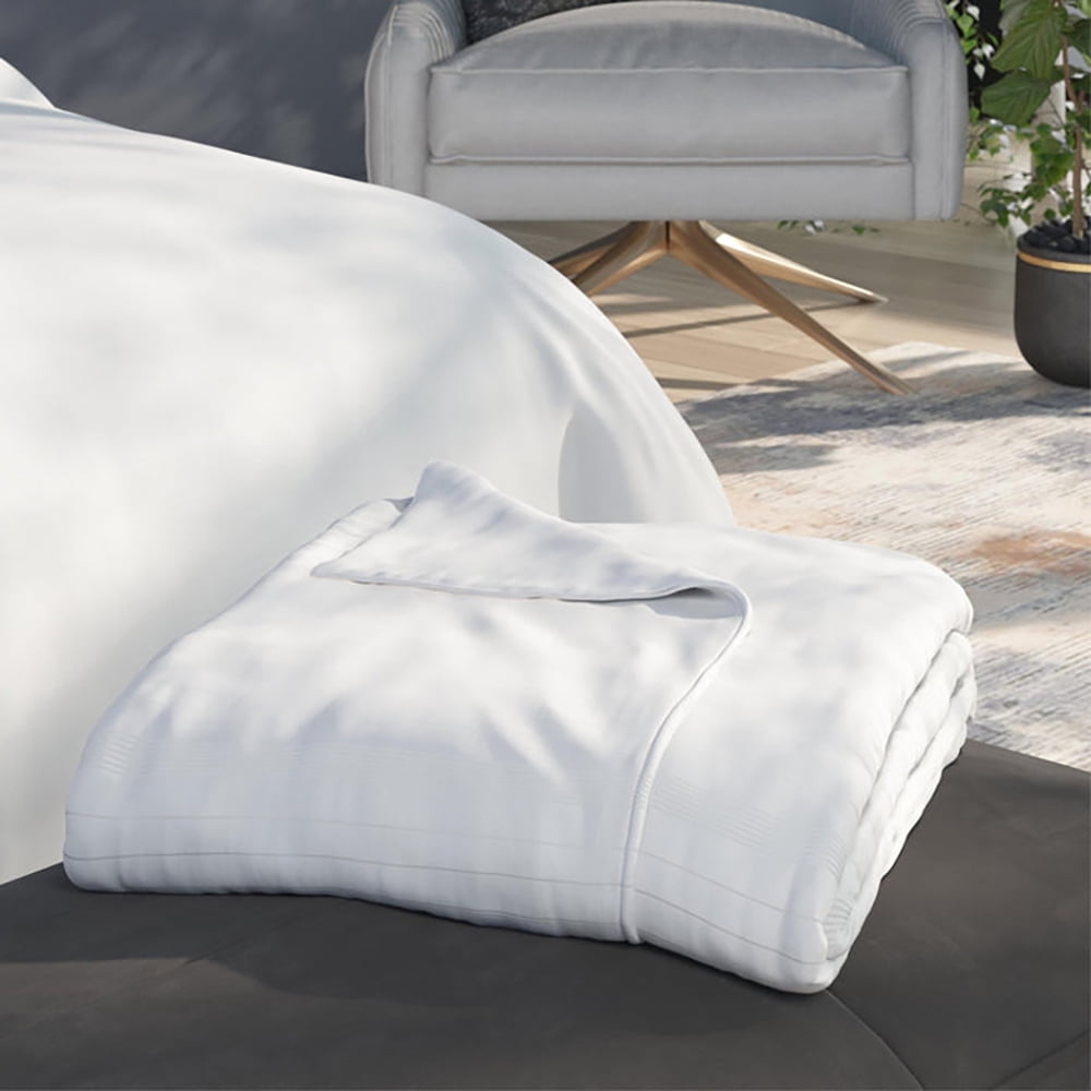 PureCare Dual Sided Reversible Cooling Queen Size Duvet Cover with Cool Frio/Tencel ™ Lyocell Fabric and Bamboo Rayon Touch - 94" x 96" - White/White