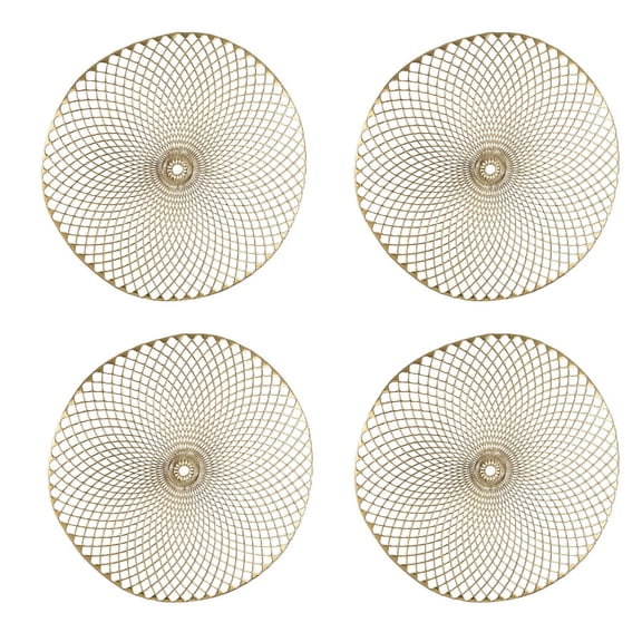 Home Details Set of Four Cut Out Round Place Mats, Gold