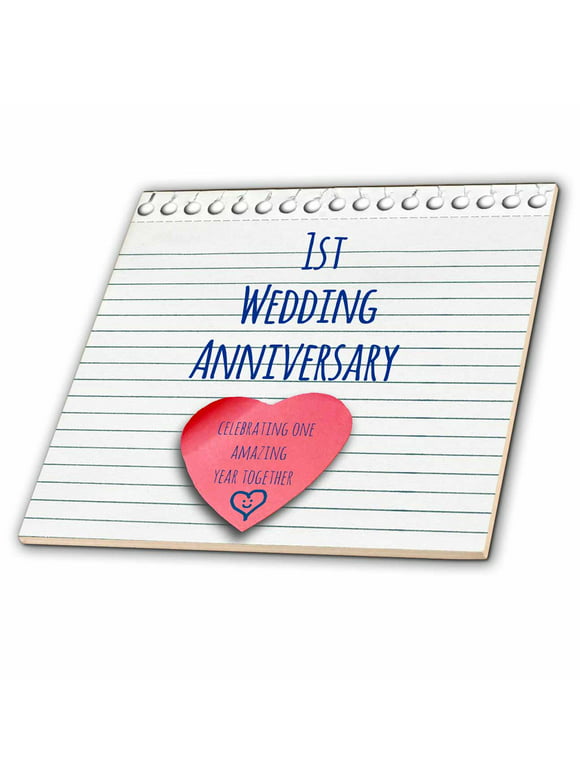 3dRose 1st Wedding Anniversary gift - Paper celebrating 1 year together - first anniversaries - one yr - Ceramic Tile, 12-inch
