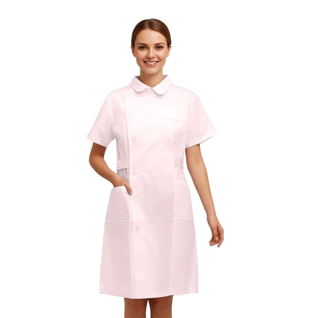 Elegant Long Lab Coat for Style with Collar and Button Front Closure Garment for Everyday Home and Work Environments