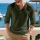 thumbnail image 4 of pstuiky camisa de manga larga para hombre, Top informal holgado de color liso con medio botón, mangas largas y cuello redondo para hombre salir tops l, 4 of 9