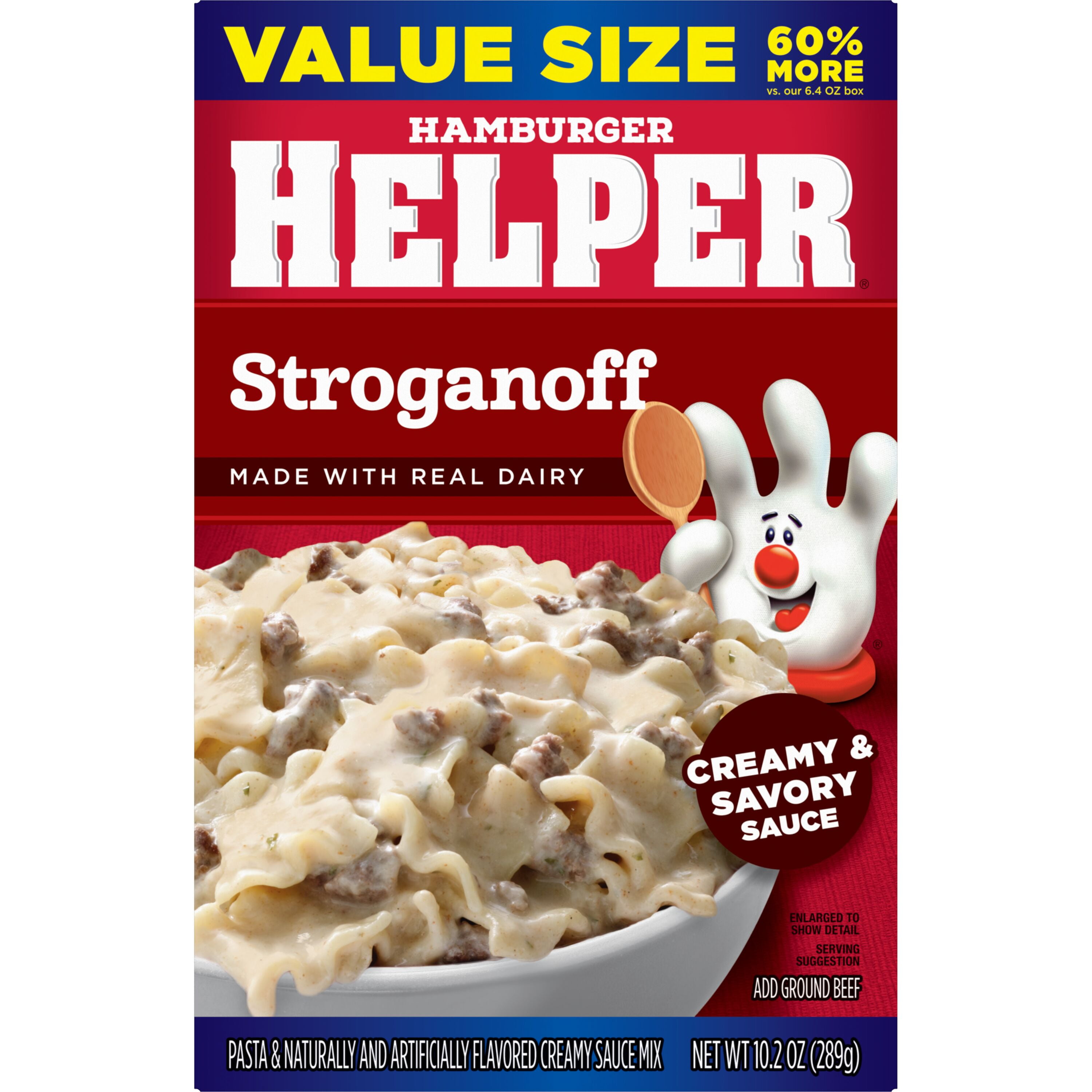 (6 pack) Hamburger Helper Pasta Stroganoff, 10.2 oz Value Size Box
