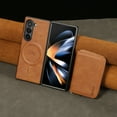 thumbnail image 2 of Dteck Magnetic for Samsung Galaxy Z Fold 5 Case with Detachable Wallet Zipper Pocket, Compatible with MagSafe, PU Leather Credit Card Holder Slot Protective Cover for Samsung Z Fold 5,Brown, 2 of 5