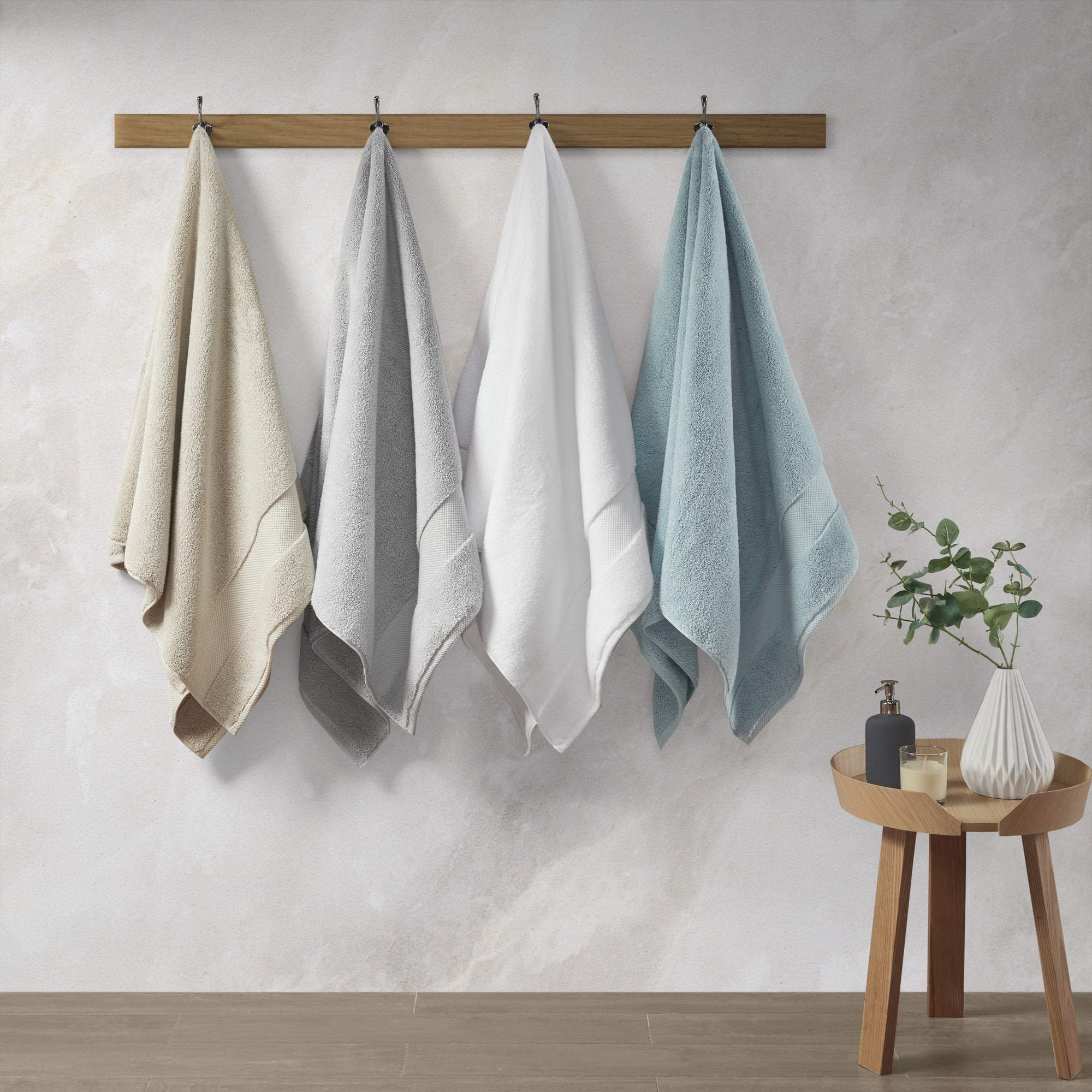RUIBOLU Hand Towels for Bathroom Set 4 Piece, 100% Cotton Bath