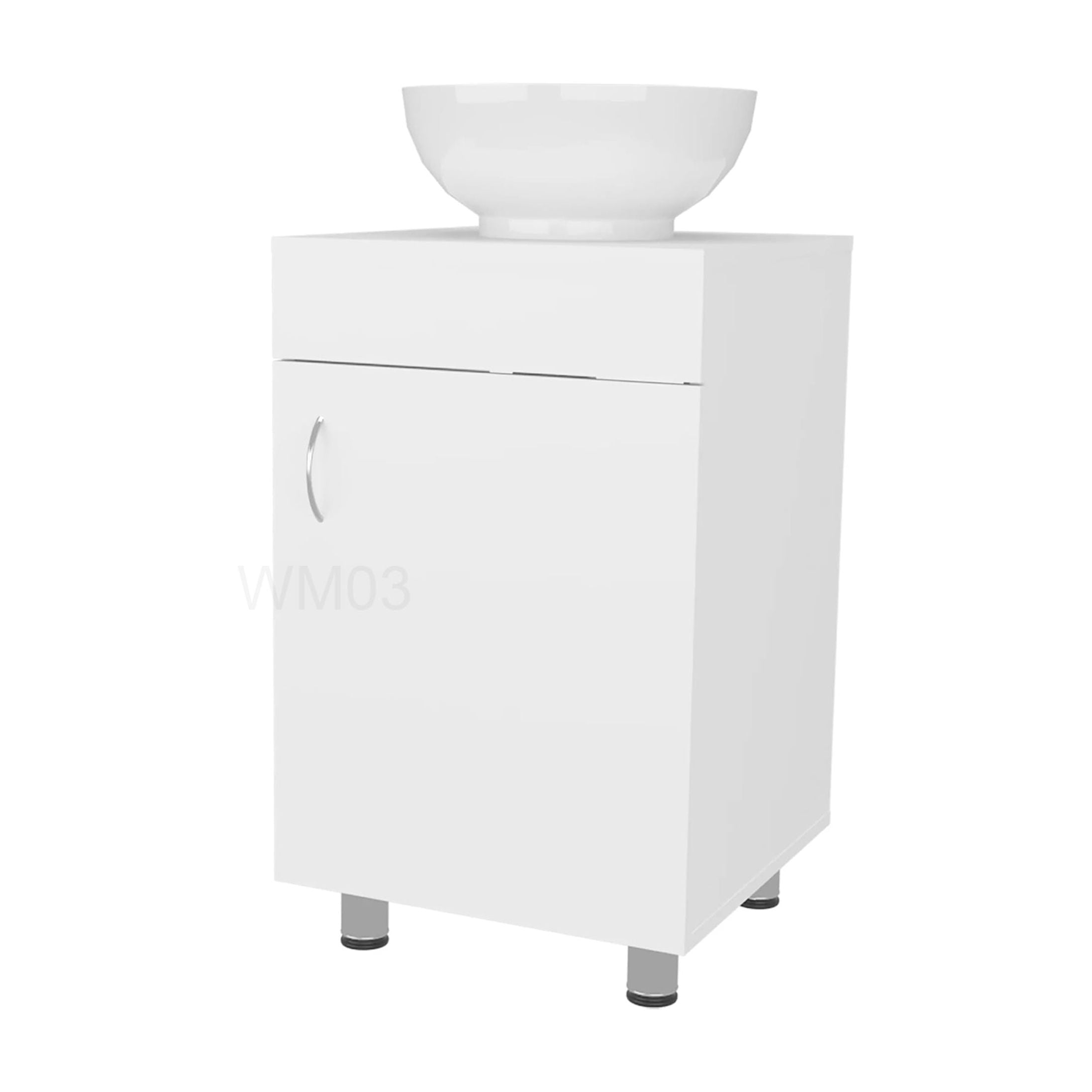 Compact White Bathroom Vanity with Integrated Sink and Drawer