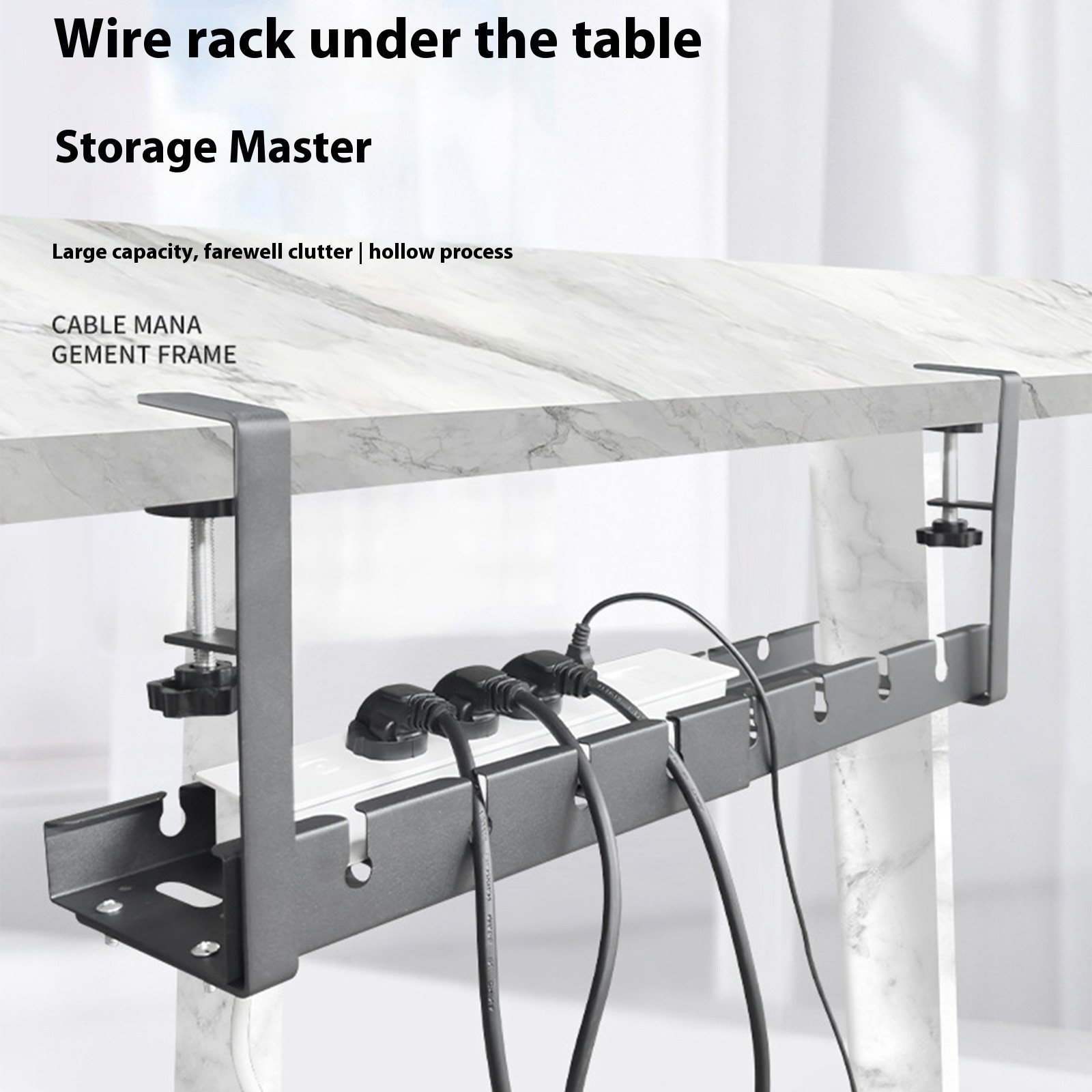 Not Drill Retractables Cable Management Tray Under Desk 20.47Inch Length Child & Pet Safe Wire Organizers