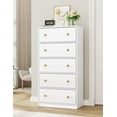 thumbnail image 7 of Nicehill White Dresser for Bedroom with 5 Drawers Wooden Dresser Storage Tower, Chest of Drawers for Closet, Living Room, Hallway, Entryway, Fabric Drawer (White), 7 of 7