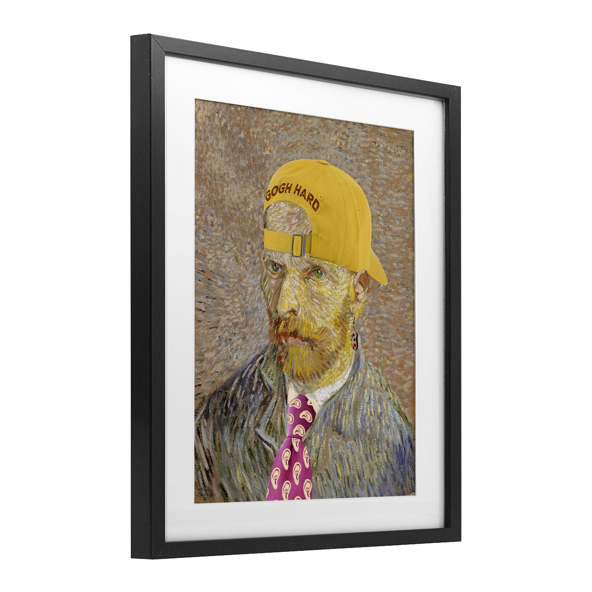 Van Gogh in Yellow hat Black Framed Print Under Glass, design by Masters Redux