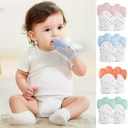 New Multiple Color Breathable Teething Mittens, 2pcs Teething Toy Baby Self Soothing Teether, Teething Pain Relief Toy, Prevent Scratches Glove Stay on Babys Hand, for 0-12Months Baby