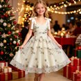 thumbnail image 5 of Girls Tulle Princess Dresses Trendy Embroidery Flower Lace Bow Spaghetti Gown for Pageant Wedding Birthday Party Graduation Dance Prom Beige 10-11 Years, 5 of 6