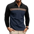 thumbnail image 2 of Huresd Mens Polo Shirts Quarter Zipper Breathable Shirts for Men Fashion Collared Long Sleeve Shirt Royal Blue M, 2 of 6