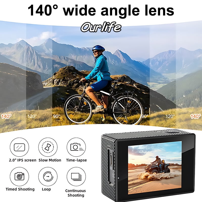 Ourlife Action Camera 1080P HD with Waterproof Case 30M Wearable Pocket Video Camera with 90° Wide Angle 12MP Photos 32GB Support, Mini Sports Camera for Teens Cycling Diving Outdoor Adventure Black