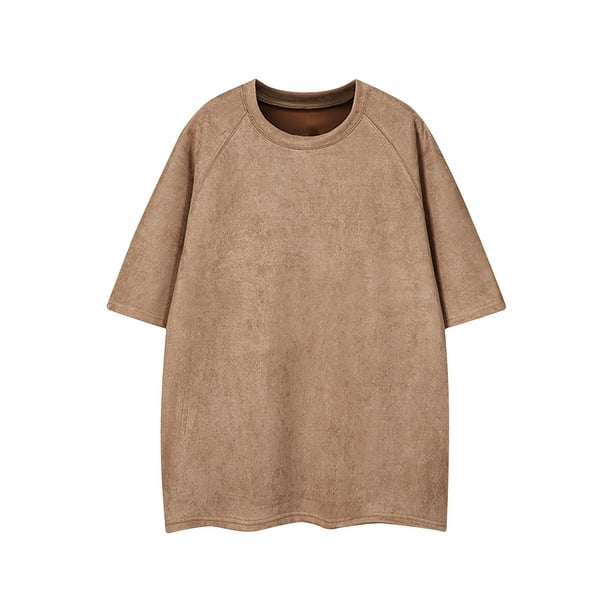 pstuiky Camisas casuales de manga corta para hombre, Camisas casuales de verano para hombre, de color liso, ajustadas, de manga corta y cuello redondo camisas casuales para hombre xl