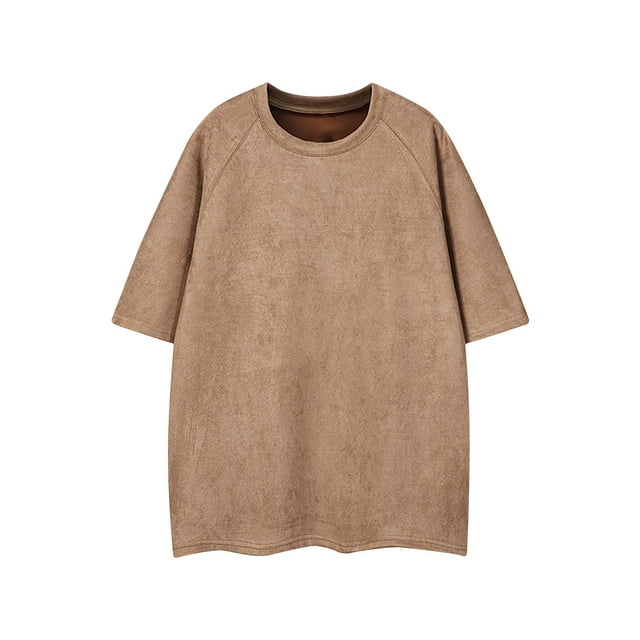 Birdeem Shirts for Men Mens Summer Casual Solid Color Fitting Short Sleeved Round Neck Shirts