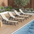 thumbnail image 1 of Chaises de Patio Chaises Longues d'Extérieur Ensemble de 4 - Inclinaison Réglable, Textilène Kaki, Dossier à 5 Positions pour Bord de Piscine, Jardin (Lot de 4), 1 of 6